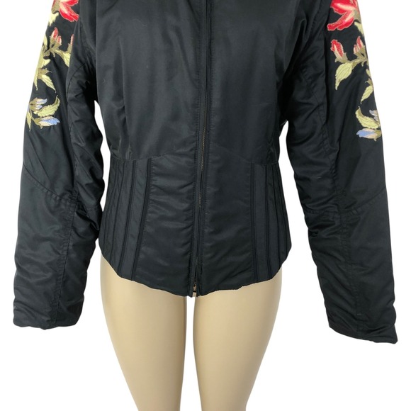 Rare Vintage Obermeyer Floral Embroidered Ski Snow Puffer Jacket Womens Size 12 - Picture 3 of 16